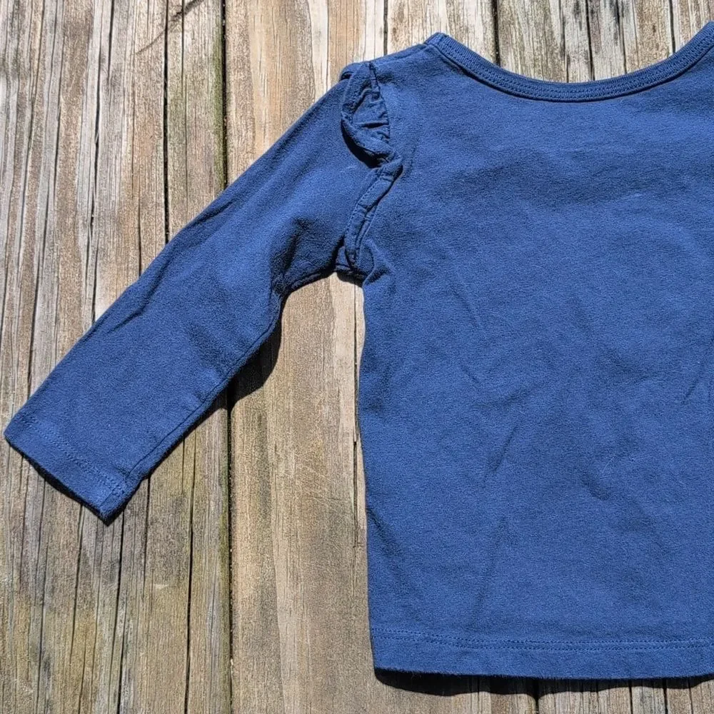 Carter's 18 Month Girls Blue Long Sleeve Gold Glitter She Rex Tee Shirt - Picture 7 of 8